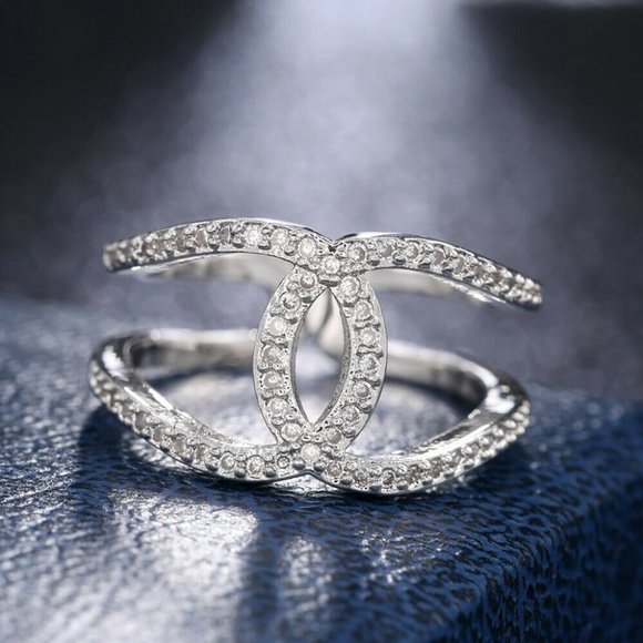 Infinity 925 Silver Ring White Sapphire New - Picture 3 of 7